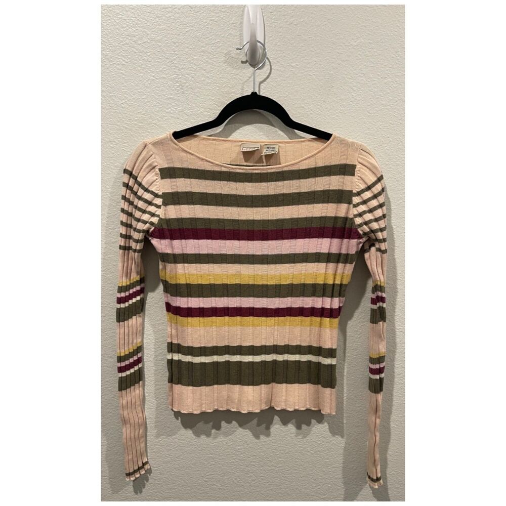 ARIZONA Round Neck Striped Long Sleeve Vintage Sweatshirt - Picture 1 of 3